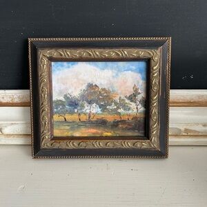 Framed Landscape Print with Gold and Black Accents